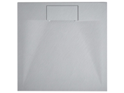 Plato de ducha Beliani Azzurro efecto piedra natural fabricado en material sintético SMC gris 80x80x3