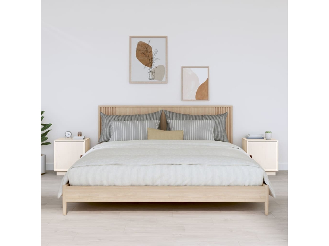 Mesitas de Noche 2 Pzs 40X34X45 Cm Pino Macizo Blanco