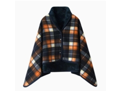 Manta De Franela Portátil, Manta Poncho Suave Y Cálida, Manta Chal Enrejada (azul Marino, 100x40cm) Cuich