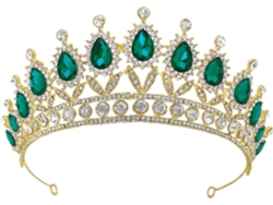 Coroa De Noiva Nuobesty Em Formato De Lágrima, Dourada E Verde, Acessório De Cabelo Elegante Para Casamentos E Festas.