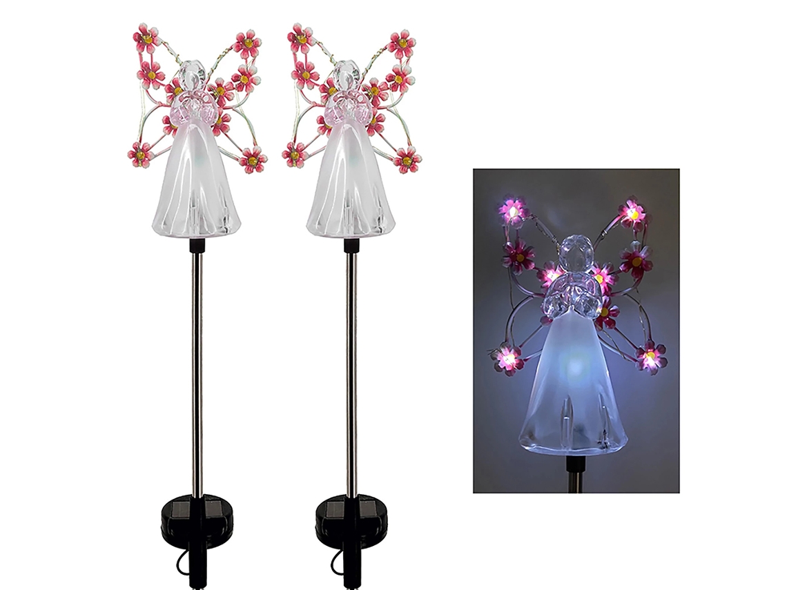Paquete De 2 Luces Solares Led Con Forma De Ángel Para Decoración De Jardín Exterior, Impermeables, Ideales Para Halloween Y Navidad.