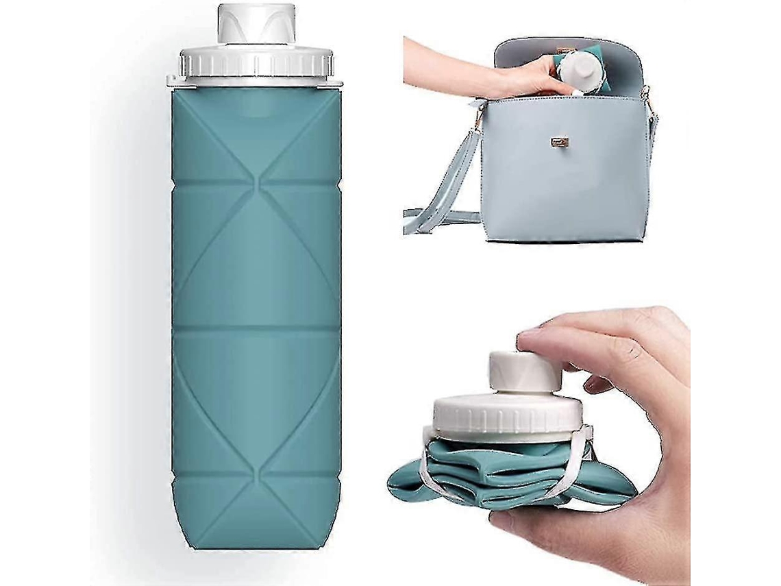 Botella de agua reutilizable plegable sin BPA con válvula antifugas para gimnasio, camping y deportes. Sygo