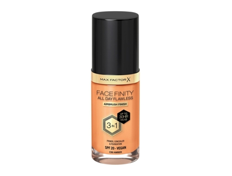 Base de Maquillaje Fluida Max Factor Facefinity All Day Flawless 3 en 1 Nº 90 Amber 30 ml