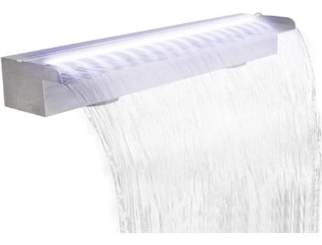 vidaXL Fuente cascada rectangular LED piscina acero inoxidable 90 cm