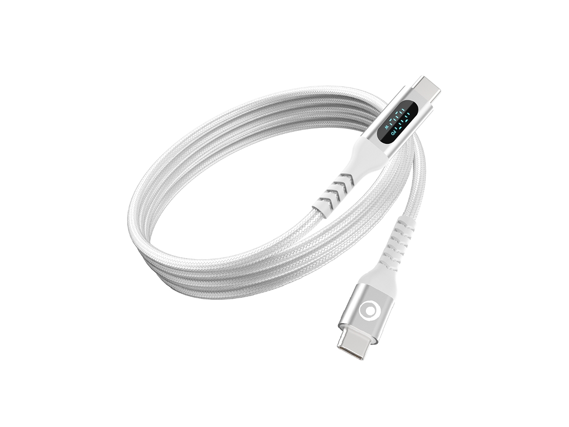 Cable Usb-c A Usb-c Pd 100w 2m Con Pantalla Digital Carga Rápida