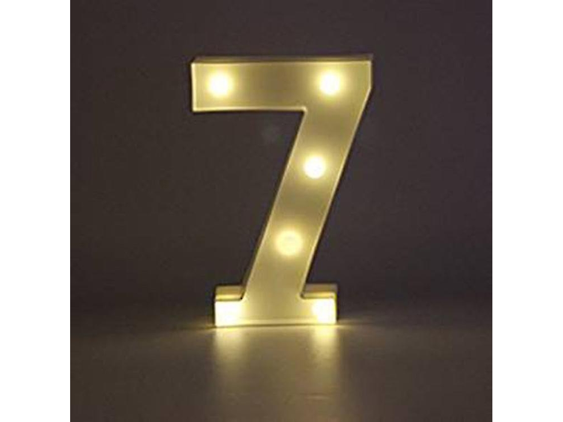 Omni-números Led Iluminados 22cm Blancos 0-9 Para Bodas Cumpleaños Fiesta Con Baterías Número 7