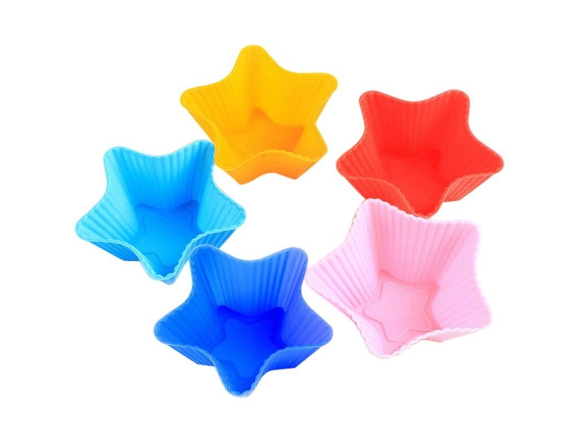 Farfi 5 Piezas Moldes De Silicona Antiadherentes Formas Geométricas Para Hornear Magdalenas En Cocina 5 Piezas Estrella