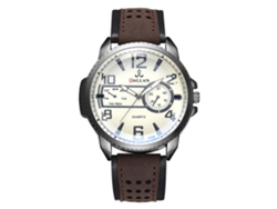 Reloj Analógico De Cuarzo Para Hombre Con Correa De Piel Sintética Marrón Oscuro.