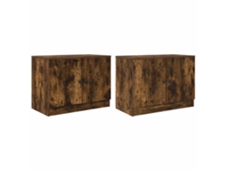 Maison Exclusive - Mueble Cama Con Puerta 2 Pcs Roble Ahumado 66 X 35 X 48 Cm