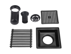 Desagüe Cuadrado De Suelo De 10x10 Cm Para Ducha Con Tapa Extraíble, Acero Inoxidable 304, Negro.