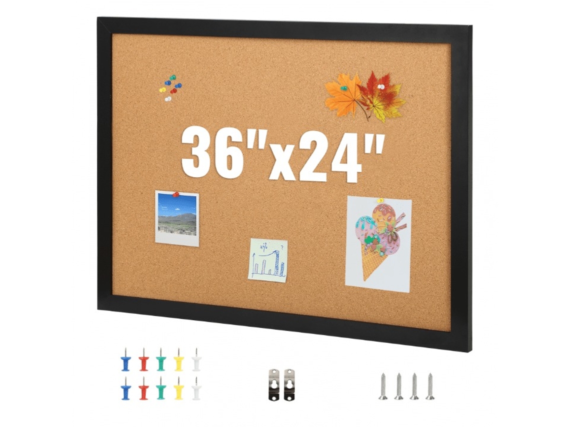 Tablón de anuncios de corcho 91x61cm con marco de MDF Tekmaquinas