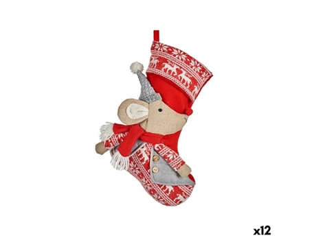 Adorno Navideño Calcetín de Navidad Ratón Gris Poliéster 31 x 5 x 48 cm (12 Unidades)