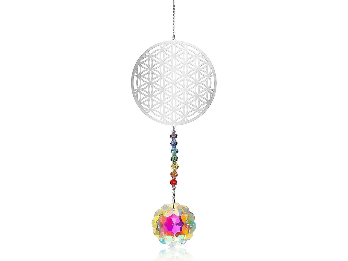 Atrapasol de cristal 3D con forma de Flor de la Vida, Girasol Prisma Arcoíris, Decoración Feng Shui