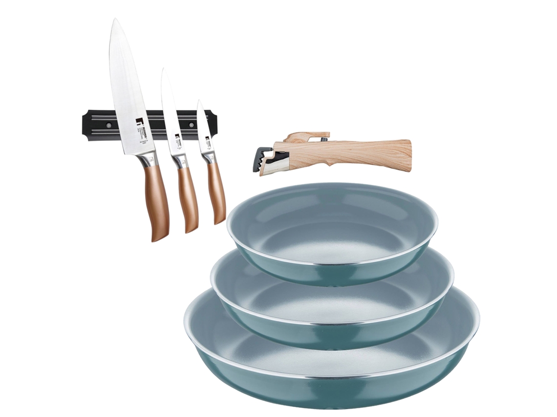 Sartenes Ø18ø20ø24cm Inducción Clickcook Y Cuchillos De Cocina