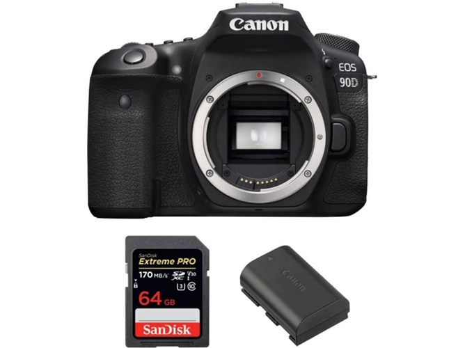 Kit Cámara CANON EOS 90D + SanDisk 64 GB + Batería (APS-C)