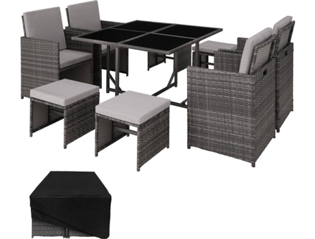 Conjunto de Jardín TECTAKE Bilbao (Gris - Poliéster - 53x53x87 cm)