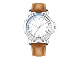 Reloj De Pulsera Informal Para Hombre Con Correa Redonda De Piel Sintética Y Movimiento De Cuarzo (correa Marrón Claro + Esfera Blanca).