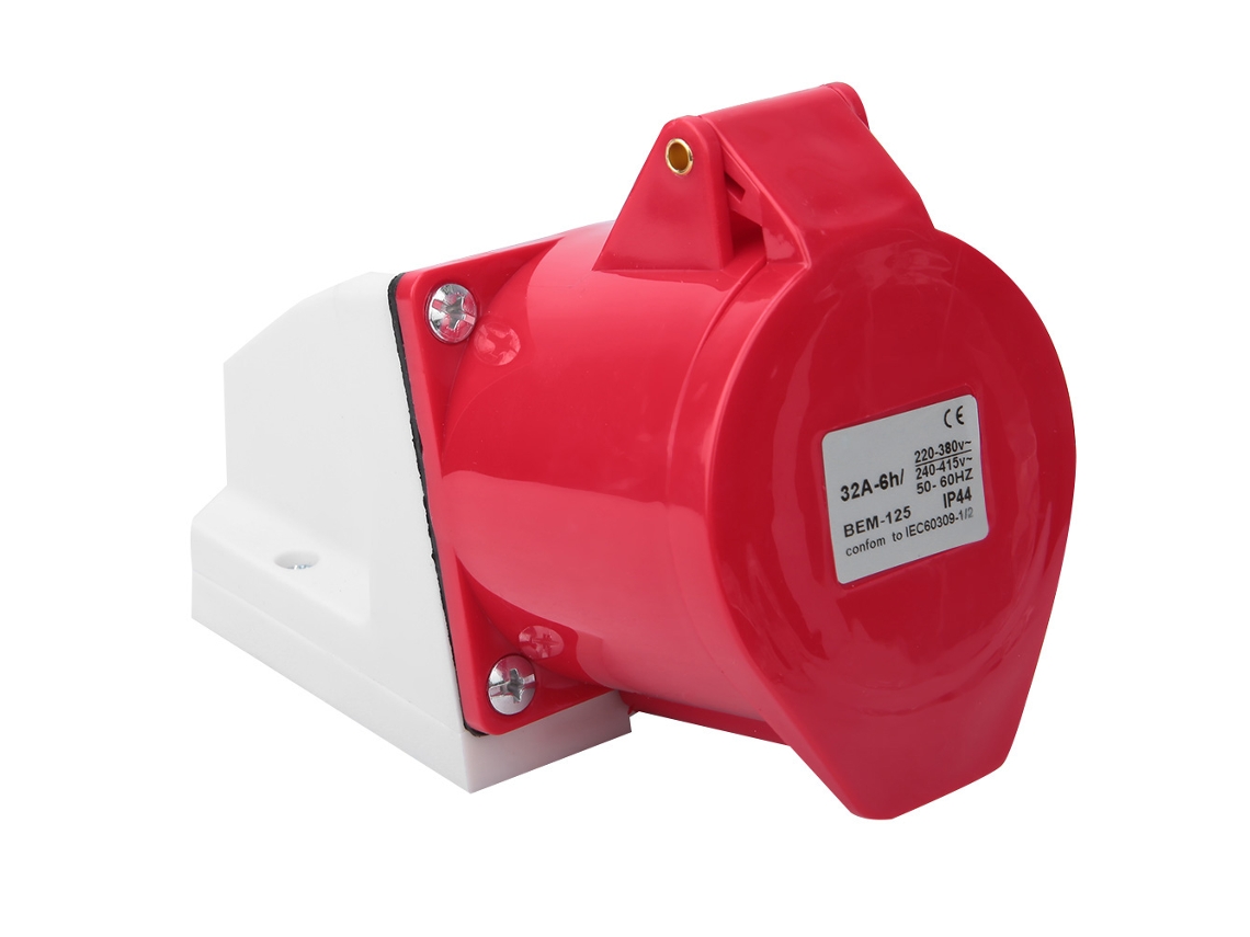 Conector de alimentación industrial Bem-125, 10 unidades, 5 orificios, IP44, 32 A, 220-380 V/240-415 V, resistente al agua.