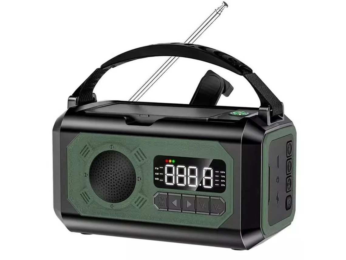 Radio solar con manivela YIZHOOD, linterna de emergencia multifuncional de 16000 mAh, color verde oscuro