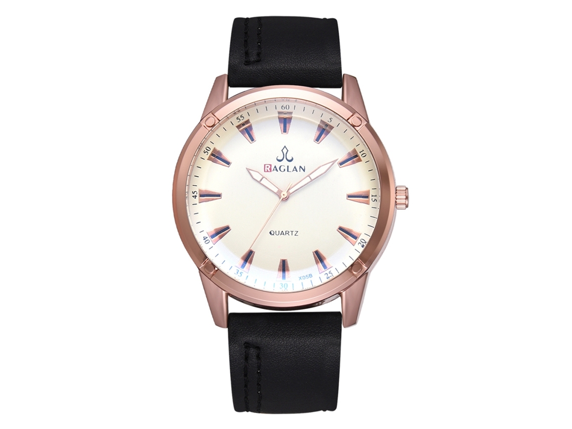 Reloj De Cuarzo Para Hombre Con Correa De Cuero Pu Estilo Casual Dial Azul