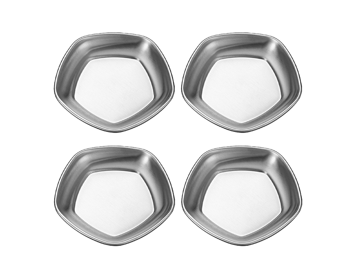 Juego de 4 platos para servir de acero inoxidable, poligonales MEOIRUERY
