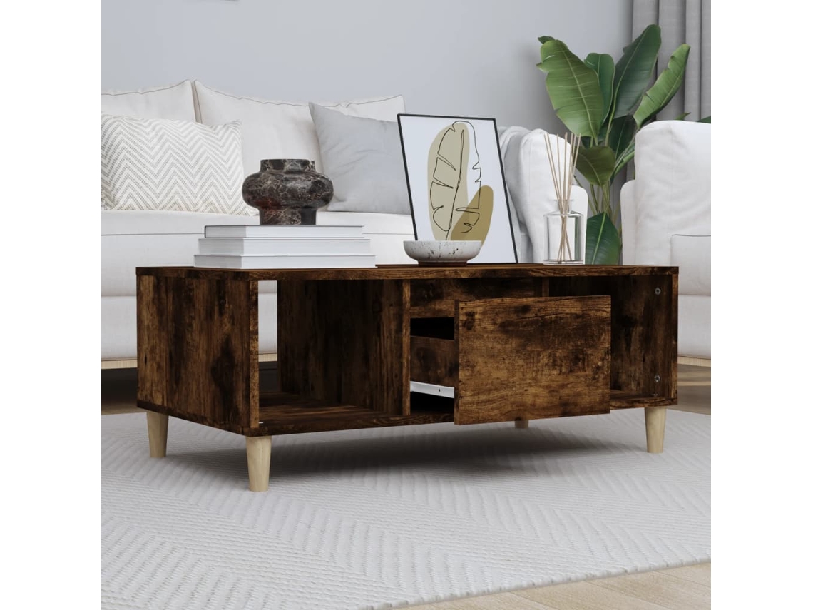 Mesa de Centro de Apoyo 90X50X36,5 Cm Derivados Madera Roble Ahumado