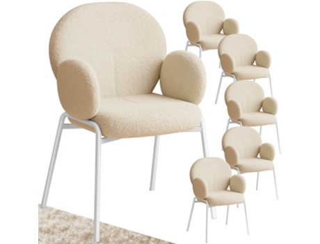 Juego de 6 Sillas Scandi tapizadas, con tela bouclé TECTAKE