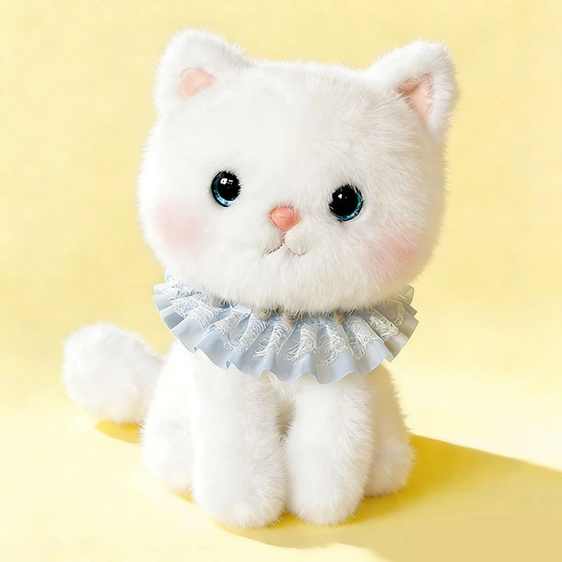 (gato Blanco, 35 Cm) Lindo Gatito De Peluche De Dibujos Animados, Adorable Mascota De Peluche.