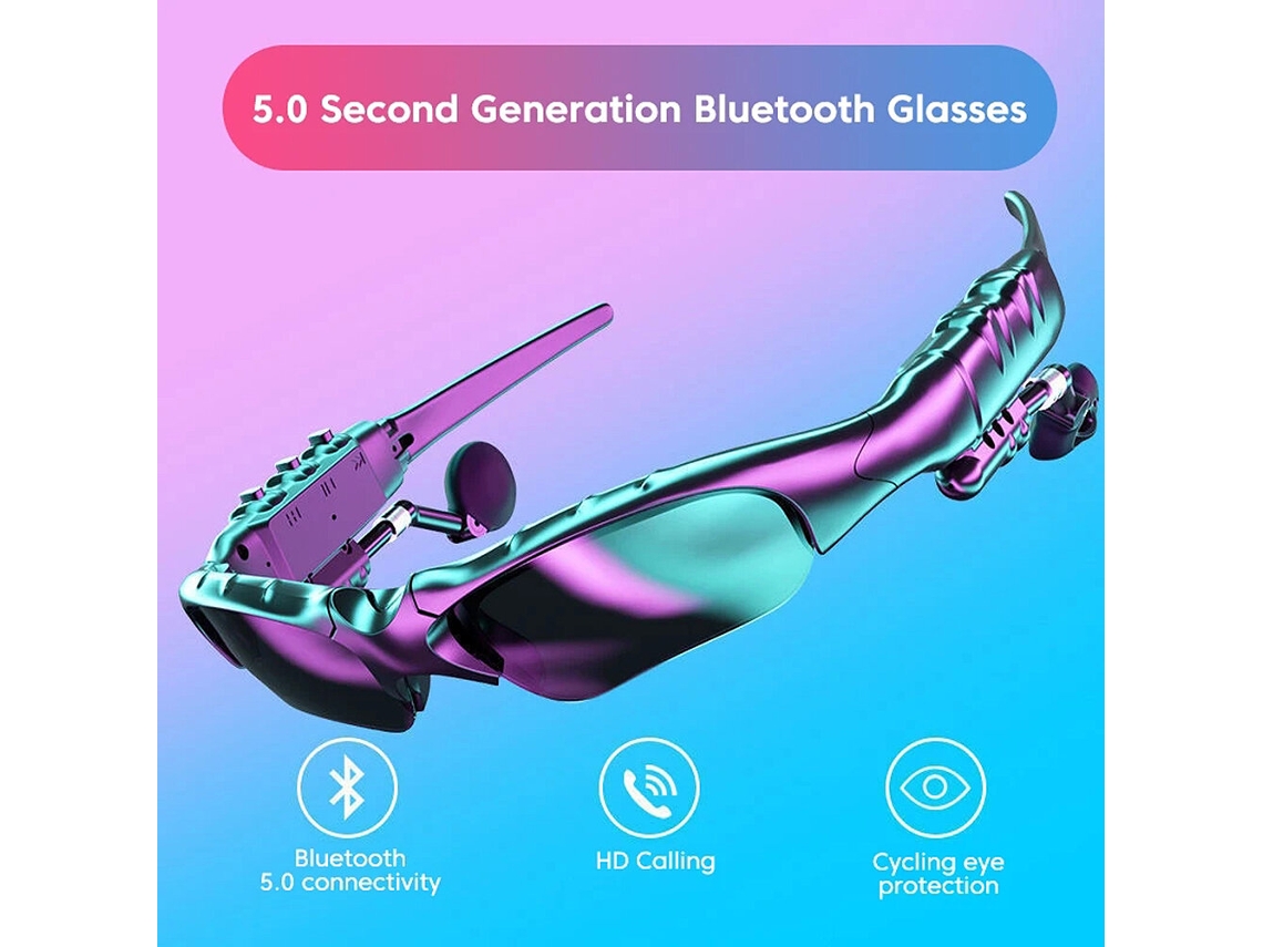 Auriculares Bluetooth V5.0, graves de alta fidelidad, batería de 8 h, resistentes al agua, anti-UV, táctiles inteligentes, ajustables, gafas de sol, auriculares deportivos.