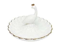Bandeja De Cerámica Con Diseño De Pavo Real Para Anillos, Organizador De Joyas, Platos Blancos Para Joyas.