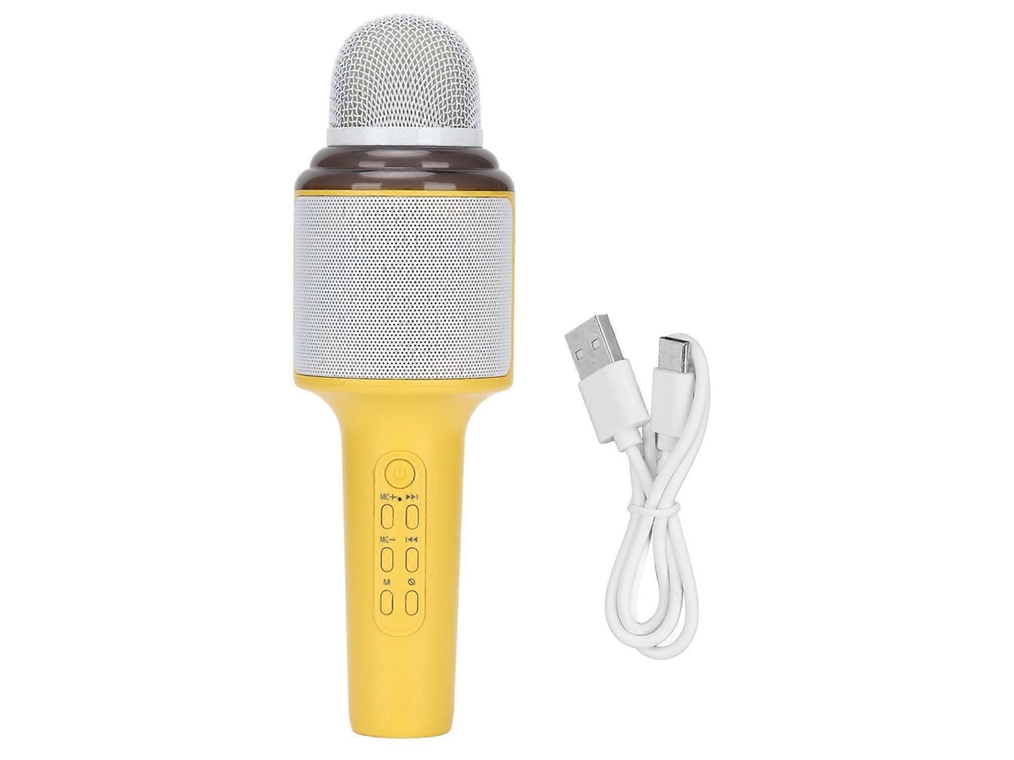 Micrófono inalámbrico Bluetooth, micrófono portátil, altavoz, dispositivo para niños, adultos, fiestas en casa, amarillo Yunzii