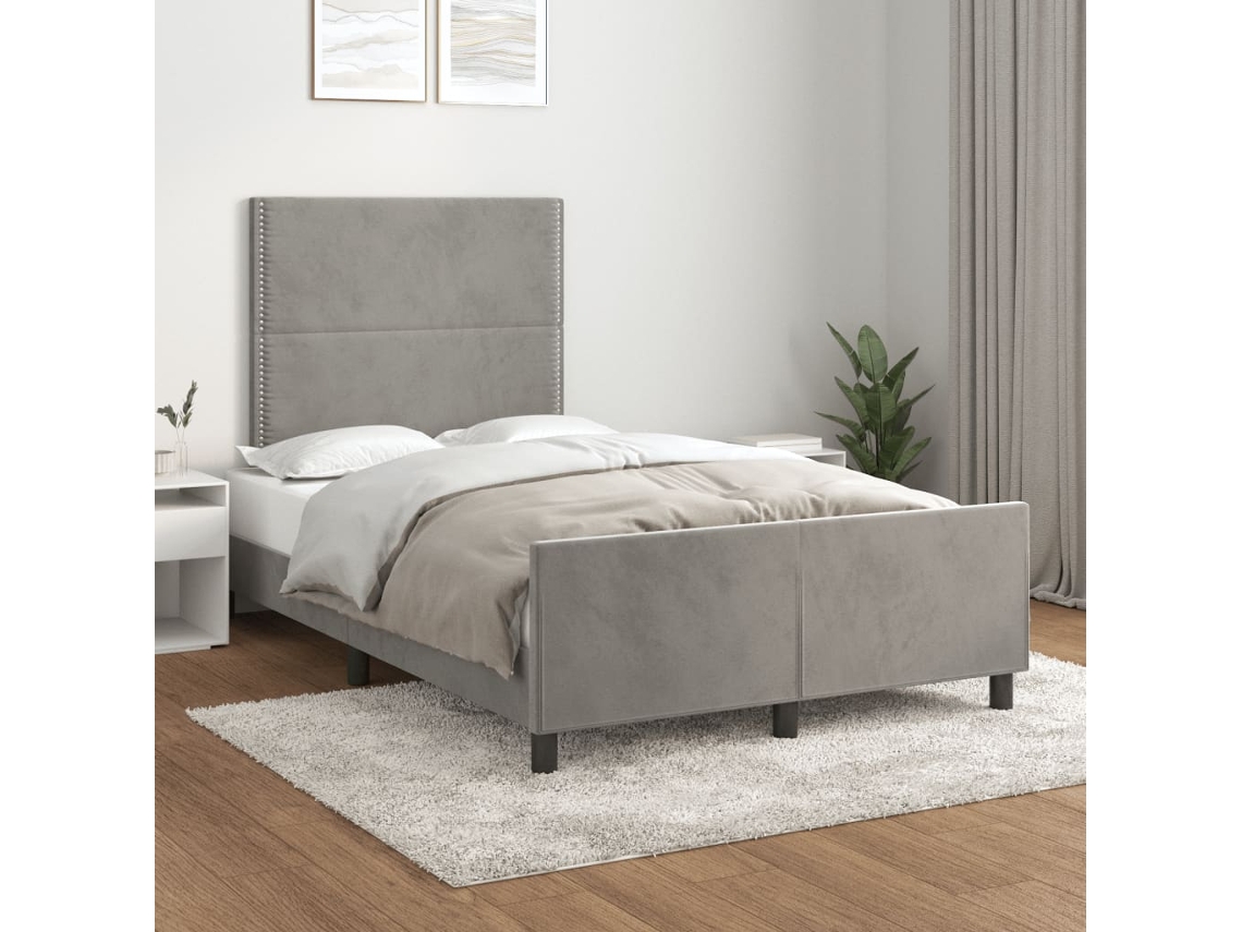 Estructura De Cama Sin Colchón Terciopelo Gris Claro 120x190 Cm