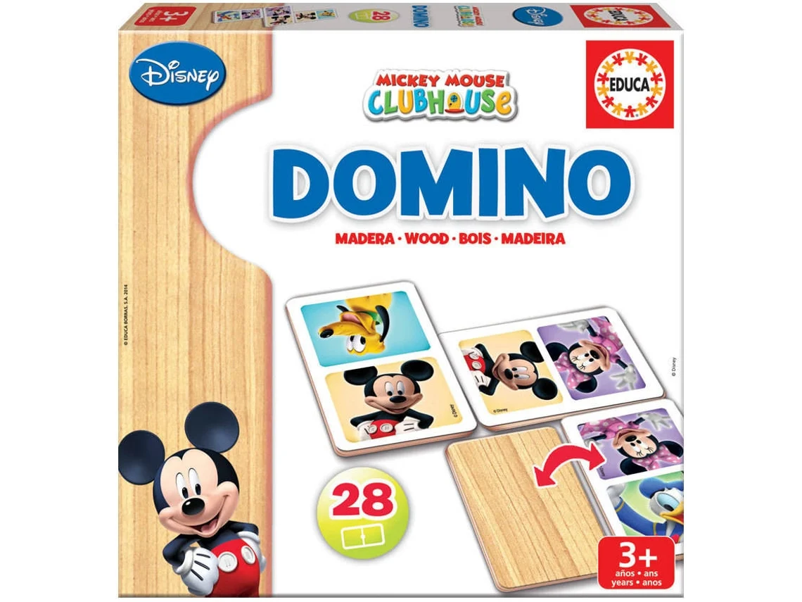 Juego Educativo EDUCA Domino Madera Mickey/Minnie (Edad Mínima: 3 Años - 22,5 x 4,7 x 22,5 cm)