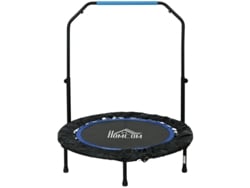 Cama Elástica Plegable Para Gimnasia, Manillar Ajustable, 102x123 Cm, Capacidad De 100 Kg, Color Negro Y Azul.