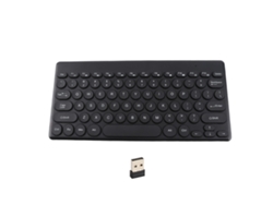Teclado Sem Fio 2.4g Usb 78 Teclas Redondas Design Ergonômico Portátil Slim Para Viagem Preto
