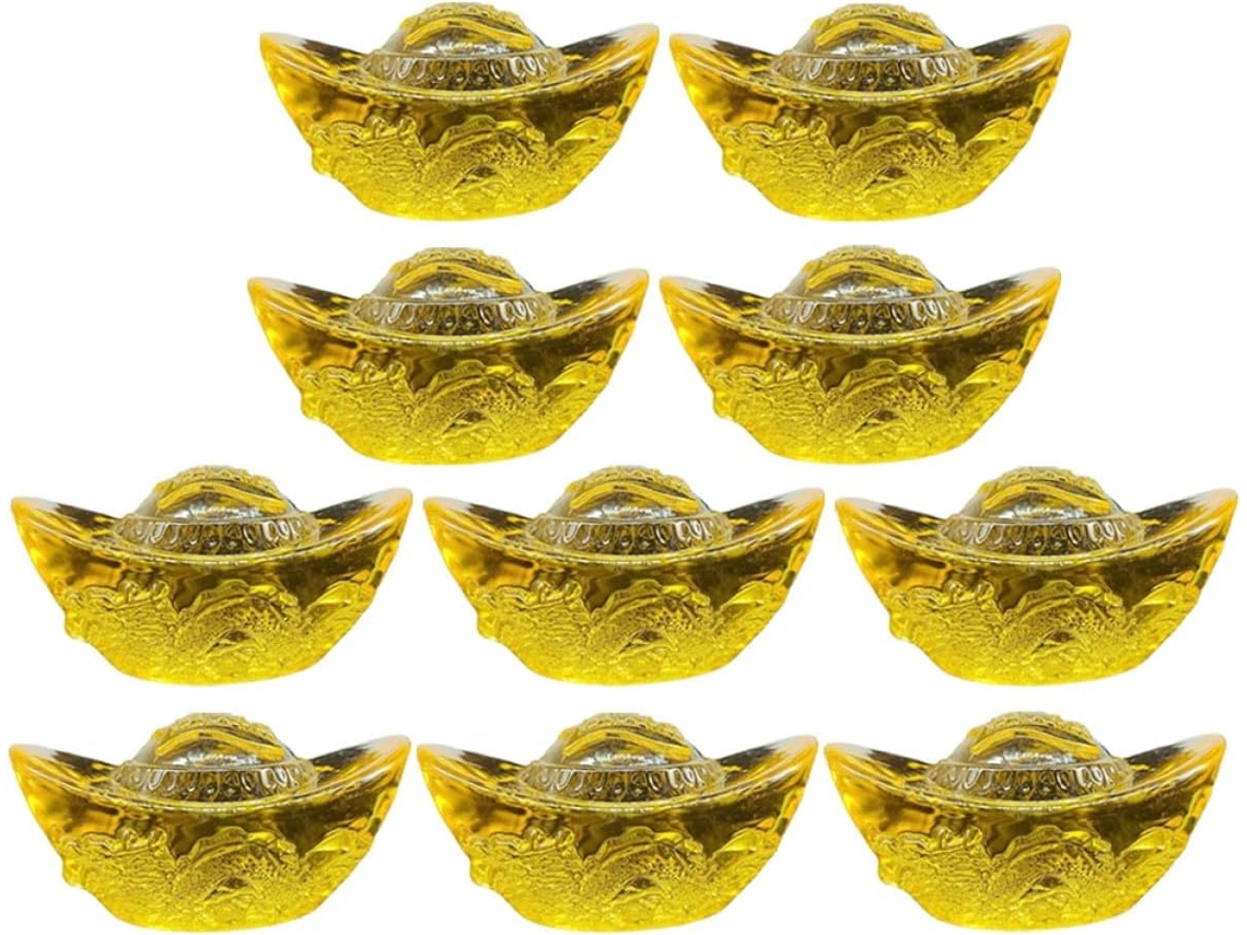 Estatua decorativa de un dragón de cristal amarillo con acabado dorado, estilo retro, 10 piezas, artesanía refinada, decoración GOKOCO