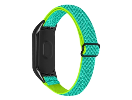 Correa de nailon elásticos trenzados elásticos ajustables con lazo con marco negro para Xiaomi Mi Band 5/6 - amarillo/verde