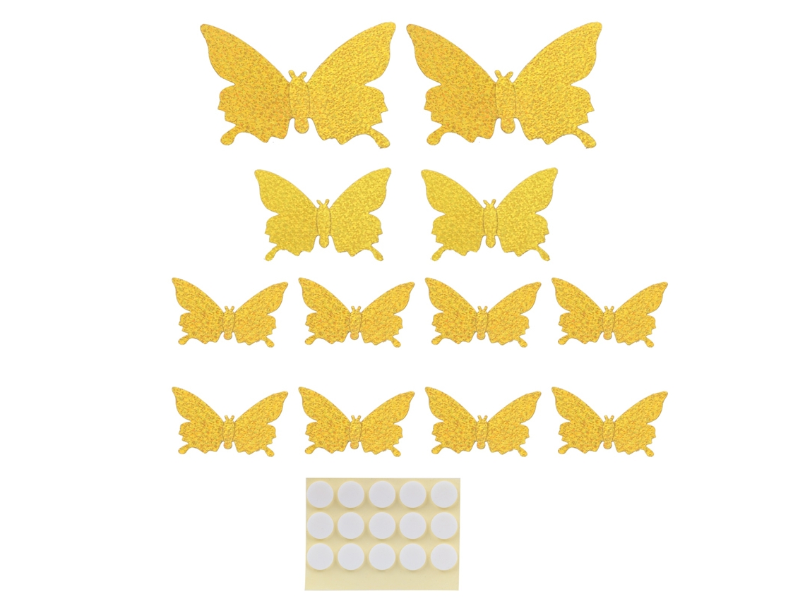 12 pegatinas de pared 3D doradas para sala de estar, bodas y decoración.