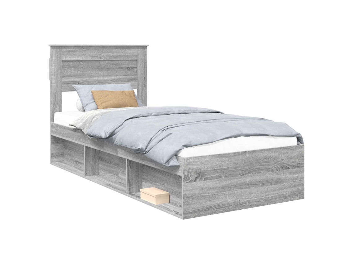 Maison Exclusive - Estructura De Cama Con Cabecera Gris Sonoma 90 X 190 Cm