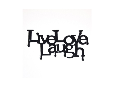 Perchero Live Love Laugh In Metal Negro 46X2X27 Cm EPIKASA