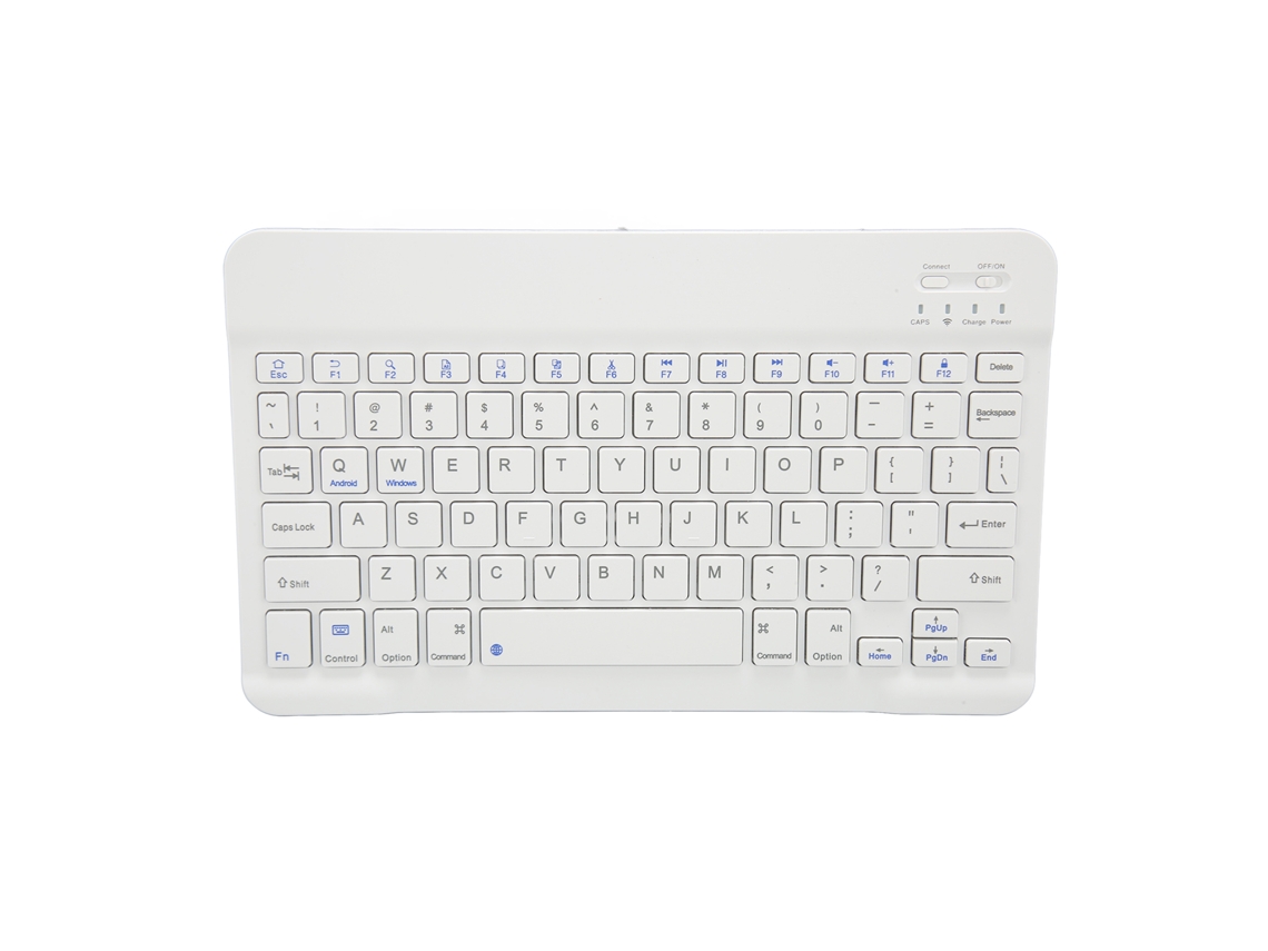 Teclado Sem Fio Bluetooth 10 Polegadas Silencioso Com Teclas Multimídia Para Ios Tablet Celular Branco