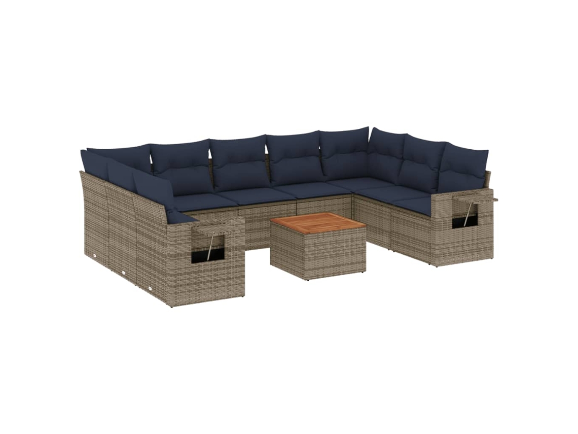 Maison Exclusive - Conjunto De Sofá De Jardín De 10 Piezas Con Cojines, Poliratán Gris