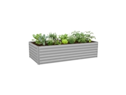 Relaxdays Huerto Elevado, Metal Galvanizado, Para Flores, Plantas Y Hortalizas, 57x240x90 Cm, Jardín, Gris Claro
