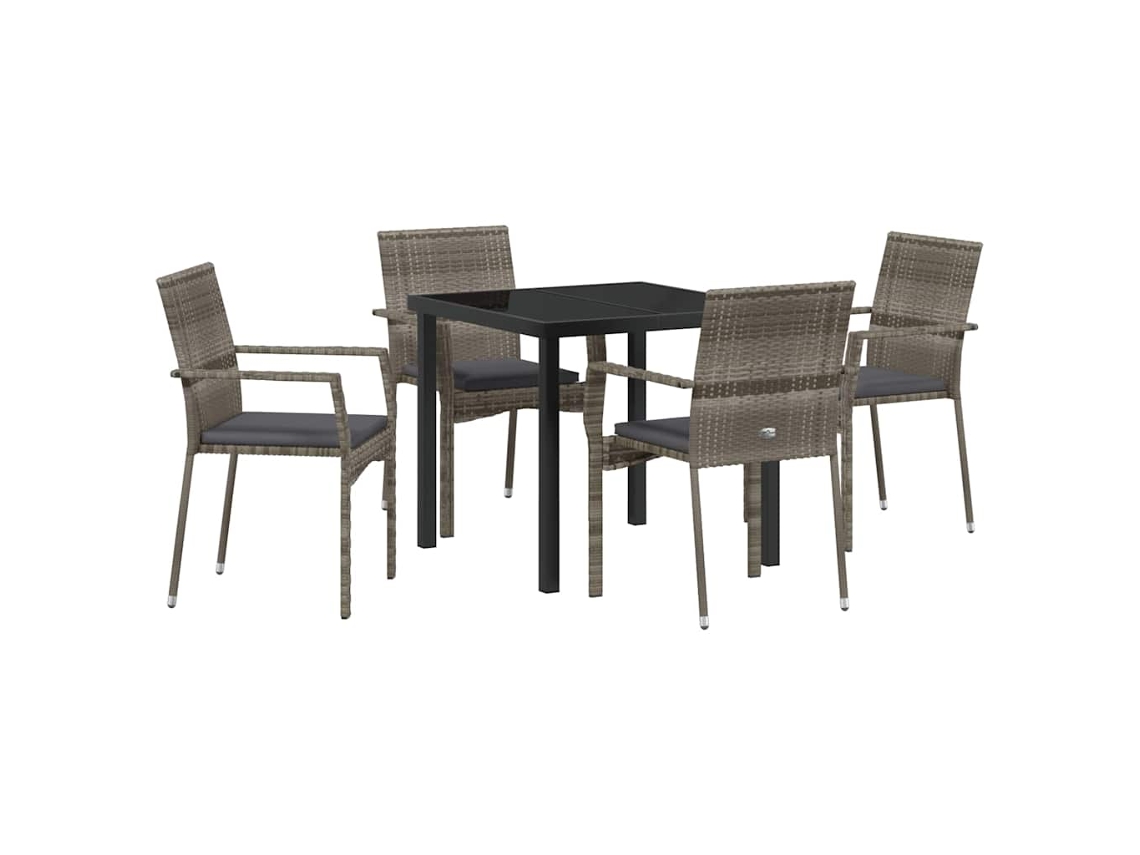 Conjunto de comedor de jardín de 5 piezas - Muebles de jardín de mimbre gris HARLANV1