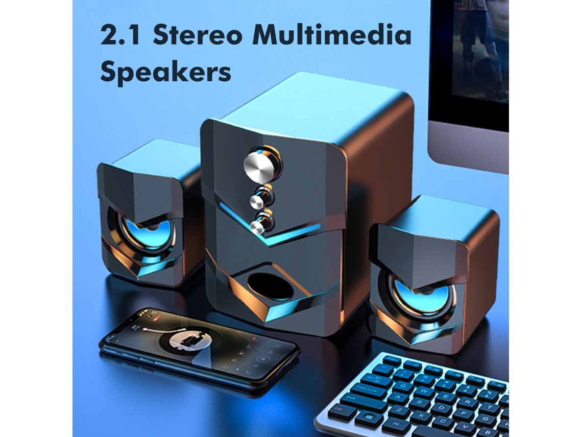 Sistema De Altavoces Estéreo 2.1 Sada D-222 Para Ordenador Con Subwoofer, Usb, Led Y Entrada De 3,5 Mm Para Pc/portátil.