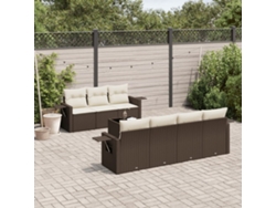 Conjunto de sofás de jardín con cojines de mimbre marrón, Dkd Home Decor