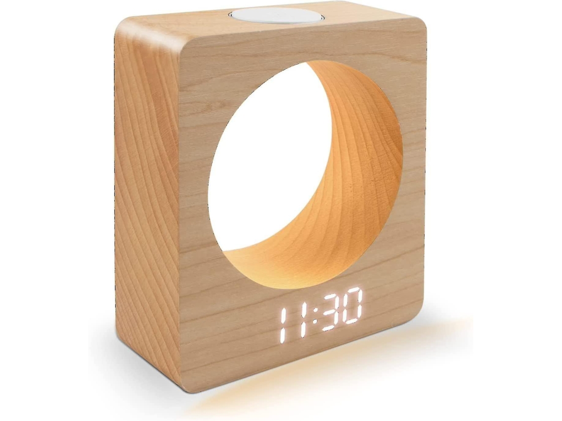 VYLARA Luminária De Despertar Sunrise, Design Elegante Em Madeira, Com Dimmer De 3 Níveis E Configurações De Alarme Duplo, Relógio De Mesa Com Dimmer Automát