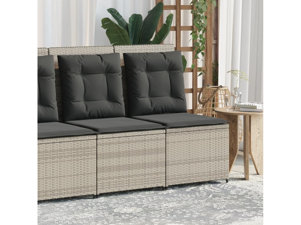 Sofá de jardín reclinable gris claro con cojines de mimbre Lovely Home