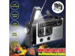 Radio portátil de emergencia para exteriores con energía solar y manivela, linterna, alarma SOS y recepción de informes meteorológicos. Viewleaf