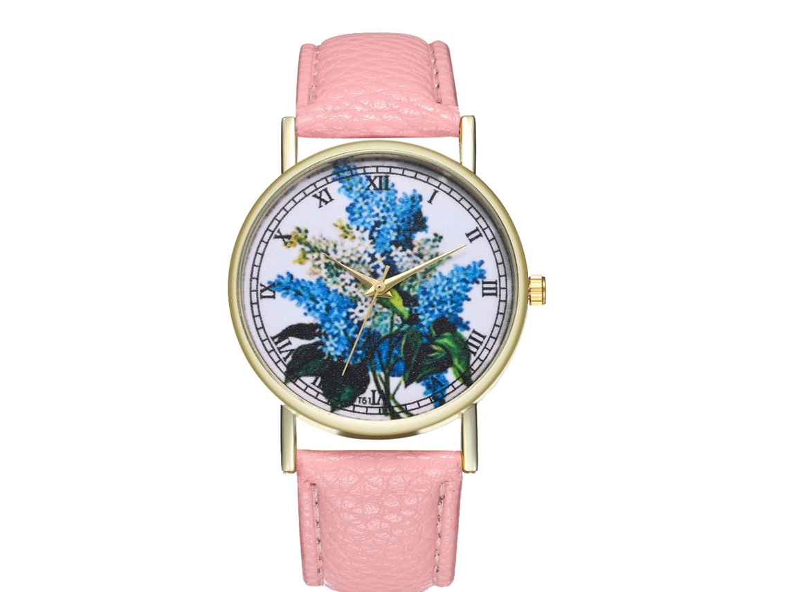 Elegante Reloj De Cuarzo Retro De Cuero Para Hombre Y Mujer T51-a Rosa